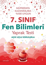 7. Sınıf Fen Bilimleri Yaprak Testi - Yeni Müfredat