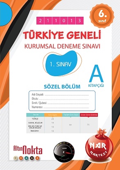 Nartest 6. Sınıf 1. Kurumsal Deneme Ekim A Söz Kod 211013