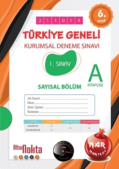 Nartest 6. Sınıf 1. Kurumsal Deneme Ekim A Say Kod 211014