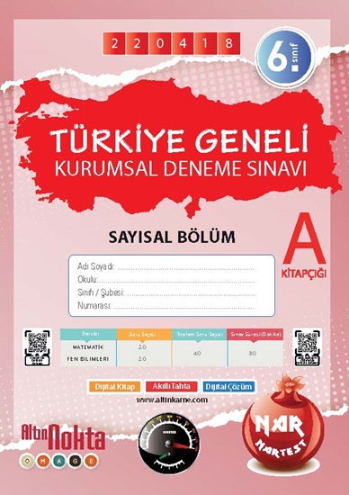 Nartest 6. Sınıf 5. Kurumsal Deneme Nisan A Say Kod 220418