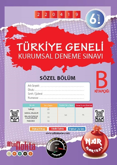 Nartest 6. Sınıf 5. Kurumsal Deneme Nisan B Söz Kod 220419