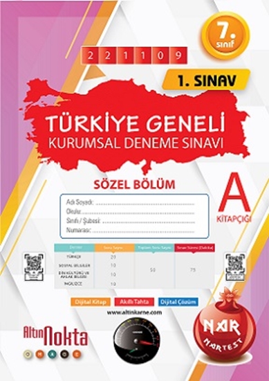 Nartest 7. Sınıf 1. Kurumsal Deneme Kasım A Söz Kod 221109