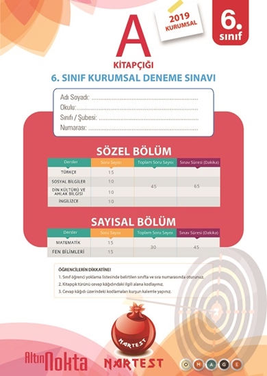 6. Sınıf 1. Kurumsal Deneme Nisan Söz-say A Kitapçığ 190404