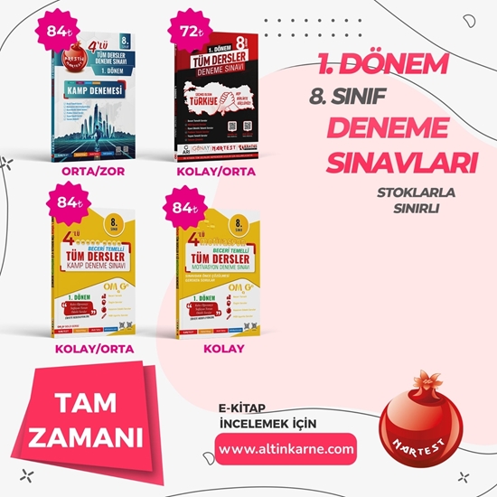 8. SINIF 1. DÖNEM TÜM DERSLER DENEME SETİ