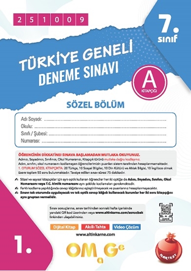 7. Sınıf Türkiye Geneli Ds Ekim A Söz Kod 251009