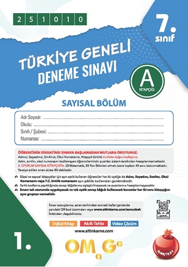 7. Sınıf Türkiye Geneli Ds Ekim A Say Kod 251010