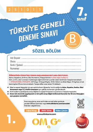 7. Sınıf Türkiye Geneli Ds Ekim B Söz Kod 251011