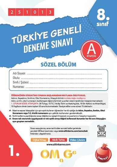 8. Sınıf Türkiye Geneli Ds Ekim A Söz Kod 251013