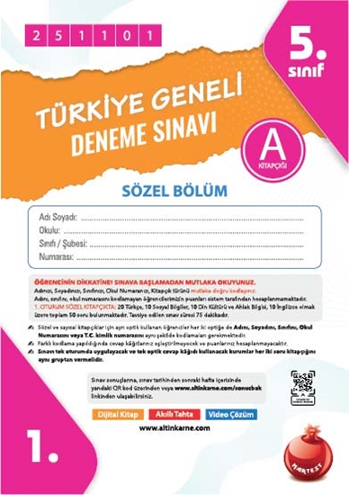 5, Sınıf Türkiye Geneli Ds Kasım A Söz Kod 251101
