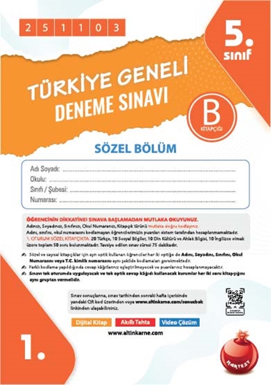 5, Sınıf Türkiye Geneli Ds Kasım B Söz Kod 251103