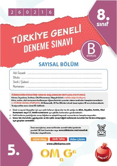 8. Sınıf Türkiye Geneli Ds Şubat B Say Kod 260216