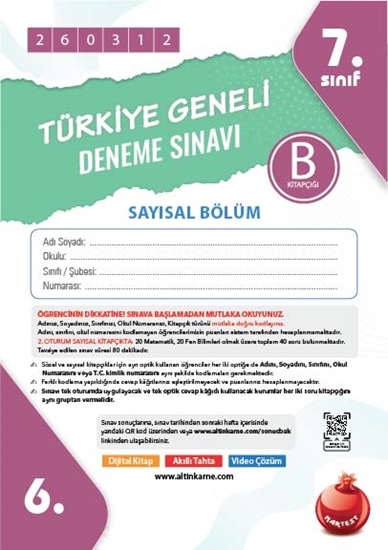 7. Sınıf Türkiye Geneli Ds Mart B Say Kod 260312